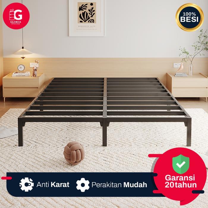 Ranjang Kasur Besi Dipan Kasur Beis Anti Karat Divan Tempat Tidur Besi Kokoh Hitam Putih