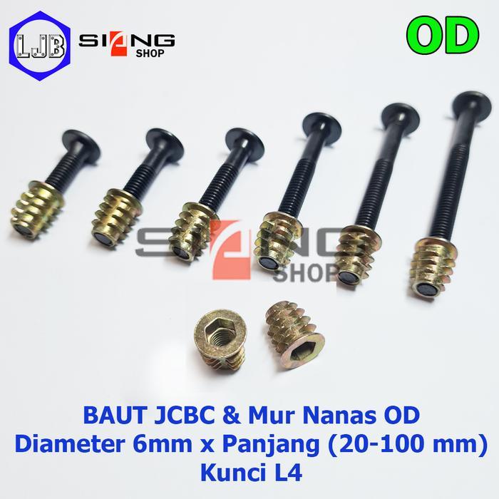 Per 25bj Baut JCBC Furniture M6 dan Mur Nanas OD