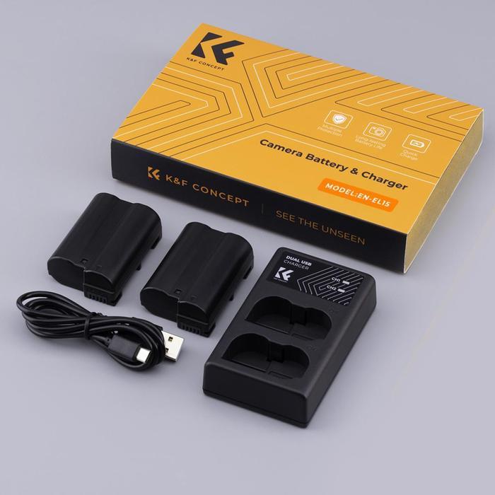 KNF CONCEPT EN-EL15 BATTERY FOR NIKON EN-EL15A EN-EL15B BATERAI + CHARGER KIT Z6 Z7 D780 D850 D810