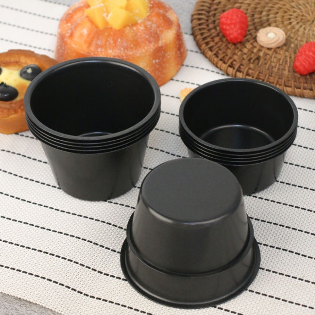 6-Pack Carbon Steel Muffin Pan Non-Stick Round Egg Tart Molds For Air Fryer And Oven 100ml/200ml
