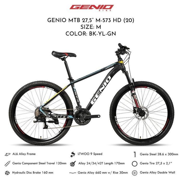 Sepeda Gunung MTB Genio M-573 HD 27,5 inch 9 speed By United Garansi - BK-YL-GN