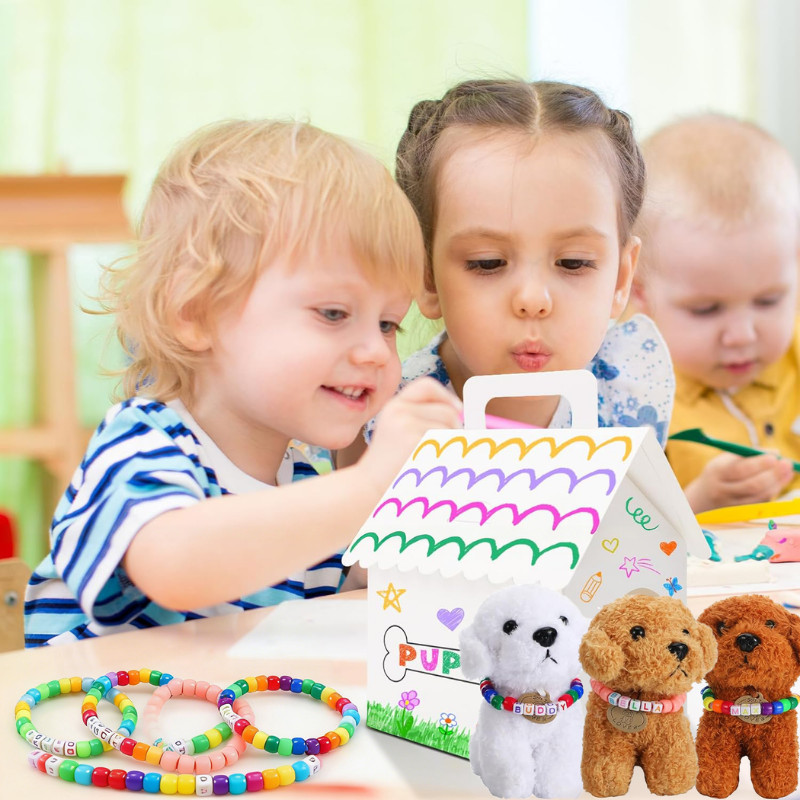 12-36Sets DIY Adopt A Puppy Party Favors Make Your Own Stuffed Animal Adopt Me Toys Bead Pets Kit