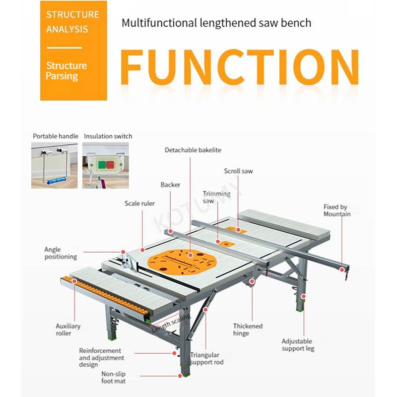 DIY Electric Folding Lifting Work Saw Multifunctional Woodworking WorkTable Table Saw Electric