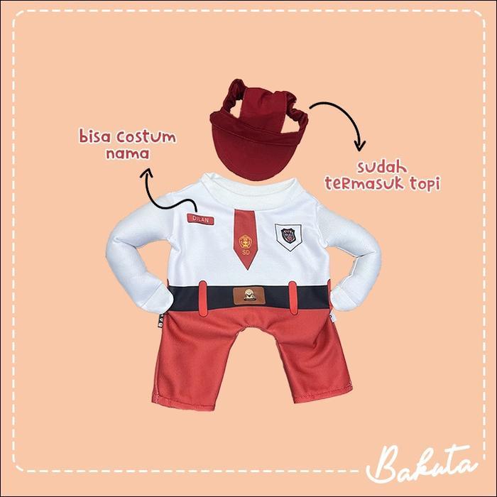 SPECIAL [COSTUM NAMA] Kostum Anak Sekolah untuk kucing Baju Berdiri anak SD / Kostum kucing size