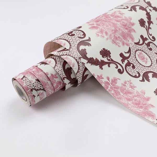 Paket 5 Roll Wallpaper Stiker Dinding Sooku Motif Batik Pink Panjang 4 Meter Anti Air Pvc