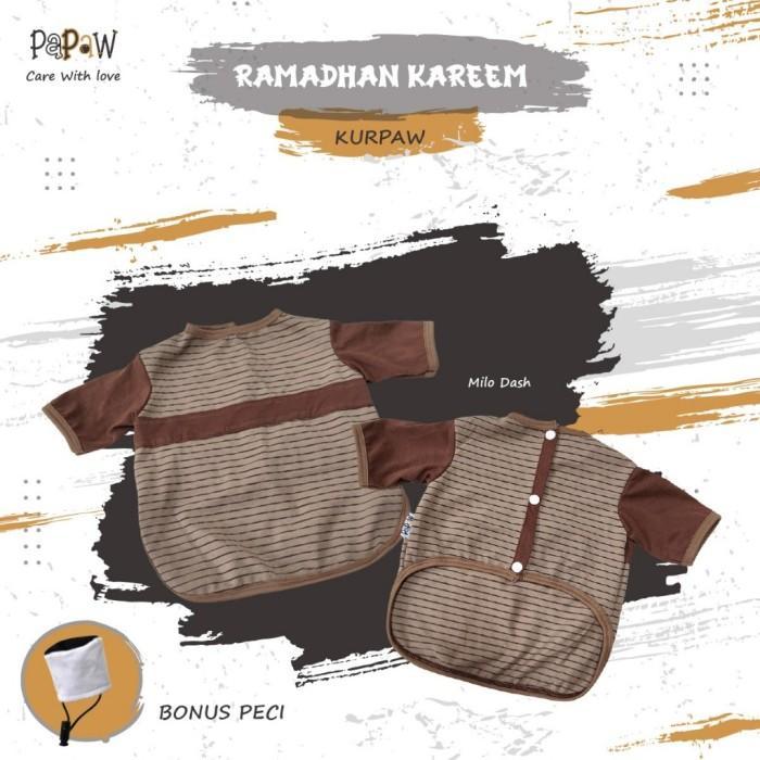 Baju Kucing Koko Muslim Kurta Kemeja Lebaran Anabul Cowok Lucu Murah Kostum Ramadhan Kurpaw