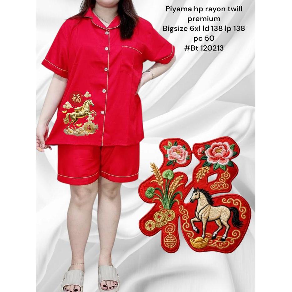 TERUJI Piyama Bigsize / Piyama 6xl Jumbo / Baju Tidur Motif Imlek 2026 / Baju Tidur Wanita Gemoy