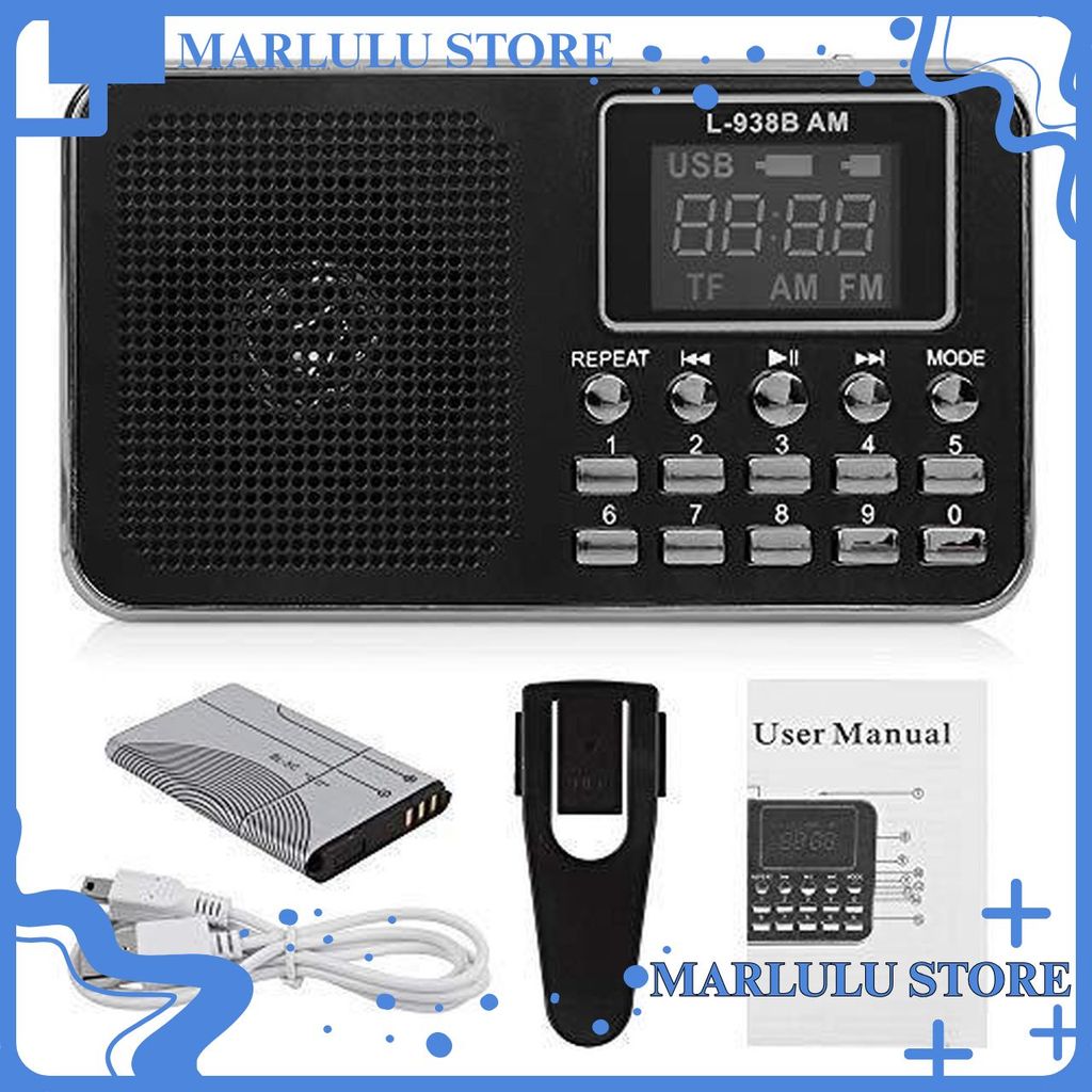 MINI SPEAKER RADIO DIGITAL LCD L-938B AM FM MP3 MICROSD TF FD PLAYER PROMO GRATIS ONGKIR