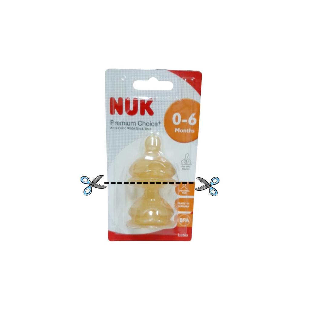NUK - Premium Anti-Colic Wide Neck Teat Latex 1pc-Macam-macam Ukuran