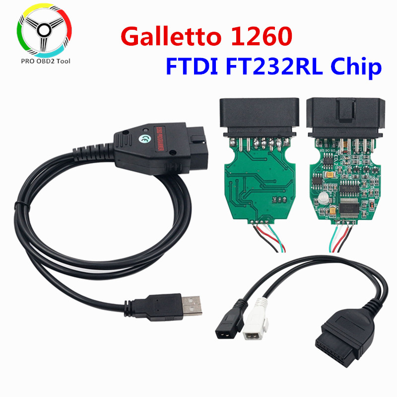 Best Quality Galletto 1260 ECU Chip Tuning Tool EOBD Flasher ECU Flasher Green PCB FTDI FT232RQ Read