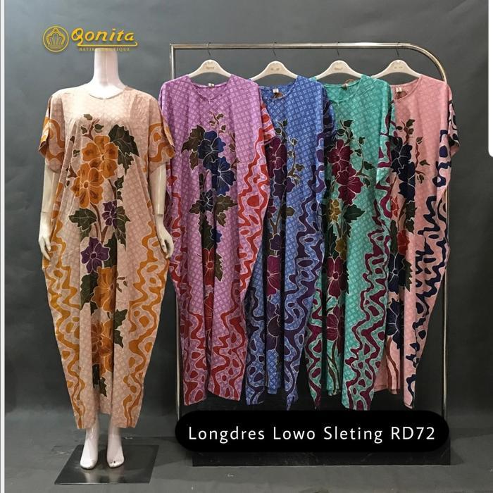 LONGDRESS KAFTAN LOWO BATIK QONITA PEKALONGAN BIG SIZE 7L COLET ENCIM LINGKAR DADA 150cm ukuran