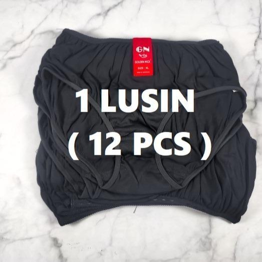 1 Lusin CD Wanita Golden Nick Hitam Celana Dalam Hitam Bahan Spandek Poliester khusus Hitam