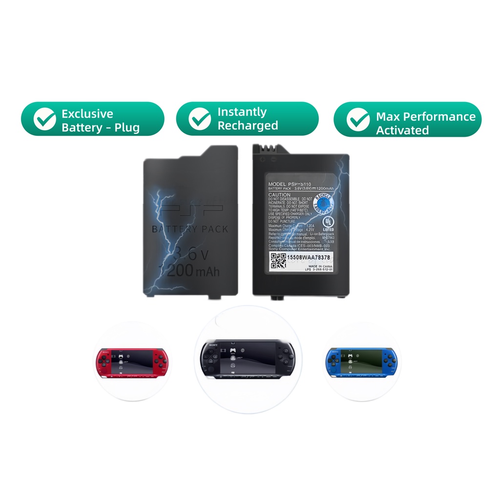 PSP1000 PSP2000 PSP3000 5 hours battery life Battery for Sony PSP1000 PSP 110 PSP 1001 PSP 1000