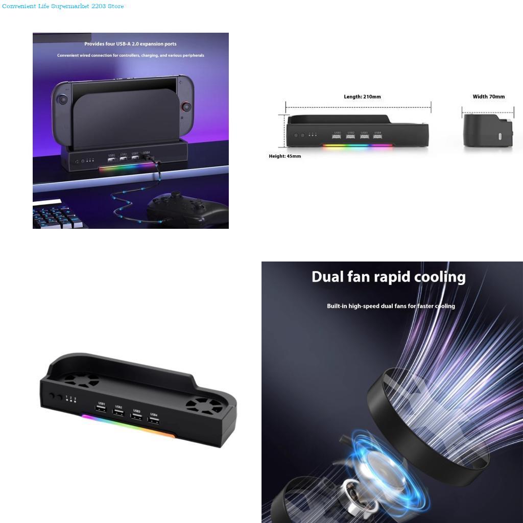 91AA Active Cooling System Gaming Dock Secure Mounting Brackets Consoles Cooling Base Overheating