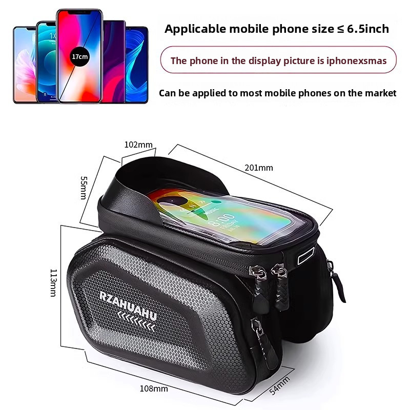 Bike bag front fork bag mountain bike bag phone bag touchscreen top tube bag waterproof hard-shell