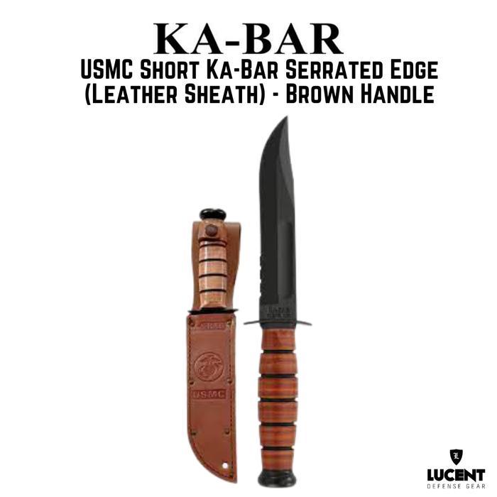 DISKON Ka-bar Short Serrated USMC Brown Leather Sheath