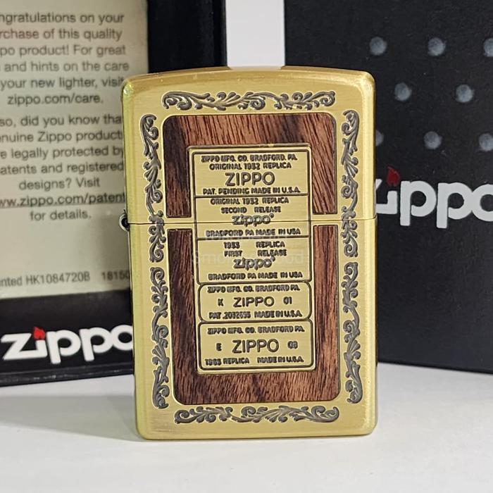 Zippo Wood Bottom Engrave Gold