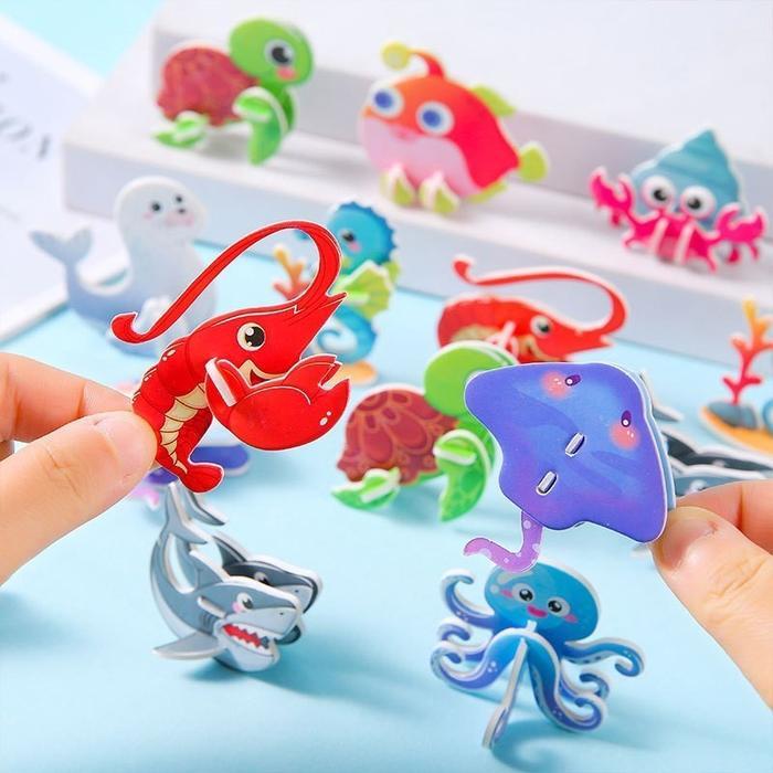 30 Pcs Puzzle Kertas 3D DIY Menyenangkan Puzzle - Mainan Edukasi Anak- 3D DIY Puzzle Motif Hewan