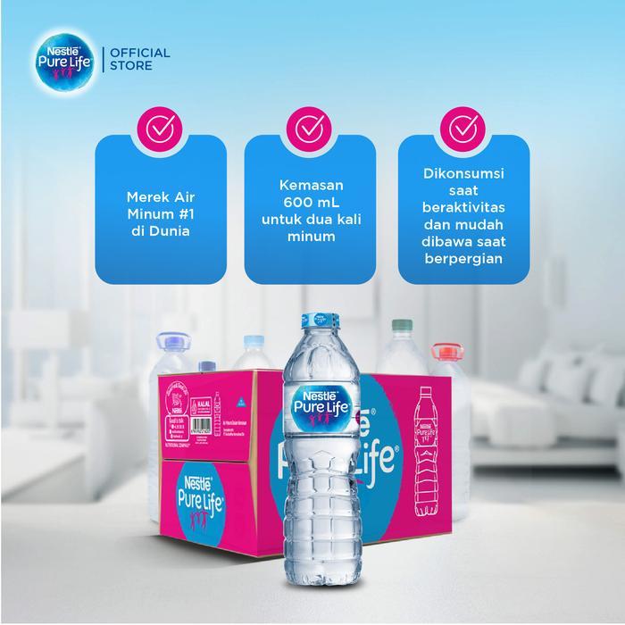 Premium Air Mineral Nestle Pure Life 600Ml - 1 Karton / Pure Life / Air Mineral / Air Mineral Botol