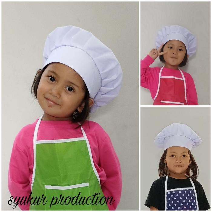 koki anak chef topi koki anak topi chef anak - Putih