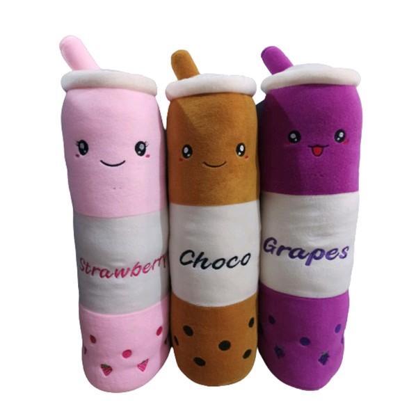 Boneka Guling Boba Ukuran L - Bantal Guling Lembut - Panjang 55cm - Warna Coklat