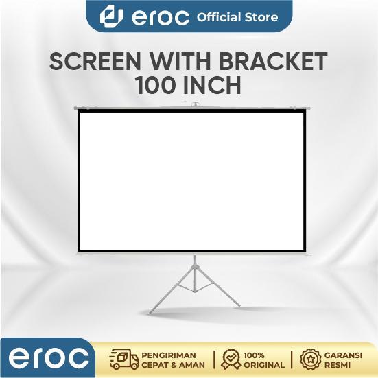 EROC Screen Proyektor with tripod Ukuran 100 Inch Bahan polyster Screen WB 100 Inch