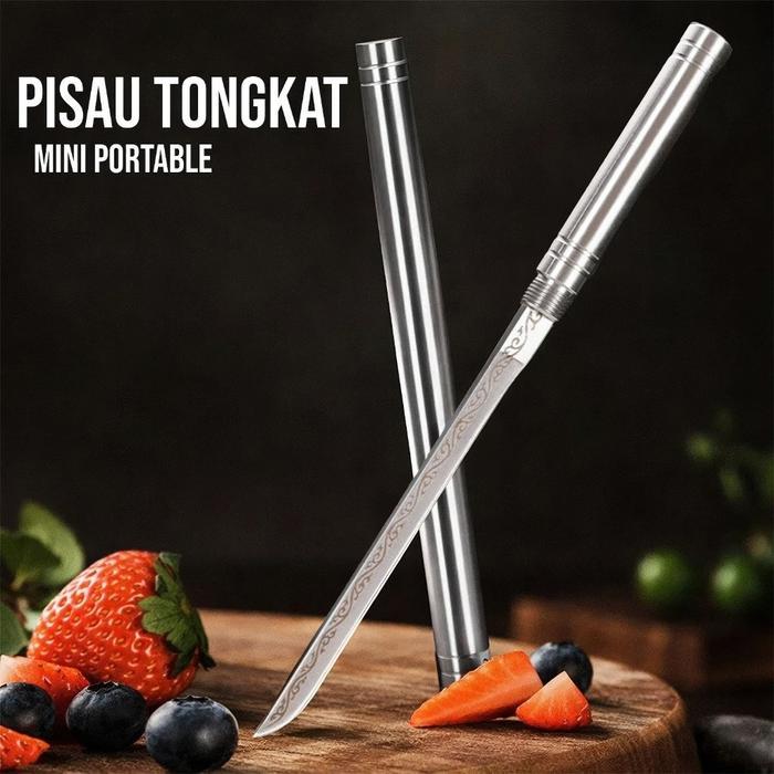 PISAU MINI PORTABLE BENTUK TONGKAT STAINLESS STEEL PISAU BUAH MULTIFUNGSI PISAU STICK TAHAN KARAT