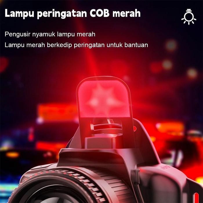 Ready Headlamp LED Super Terang 10000 Lumen - Senter Kepala Adjustable Focus, Waterproof IPX5, Fitur