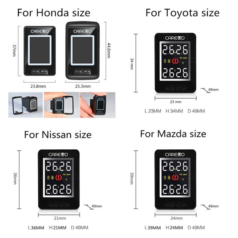 CAREUD TPMS U912 Monitor for Nissan/Mazda/Toyota/Honda Tire Pressure Monitor System Used for Monitor