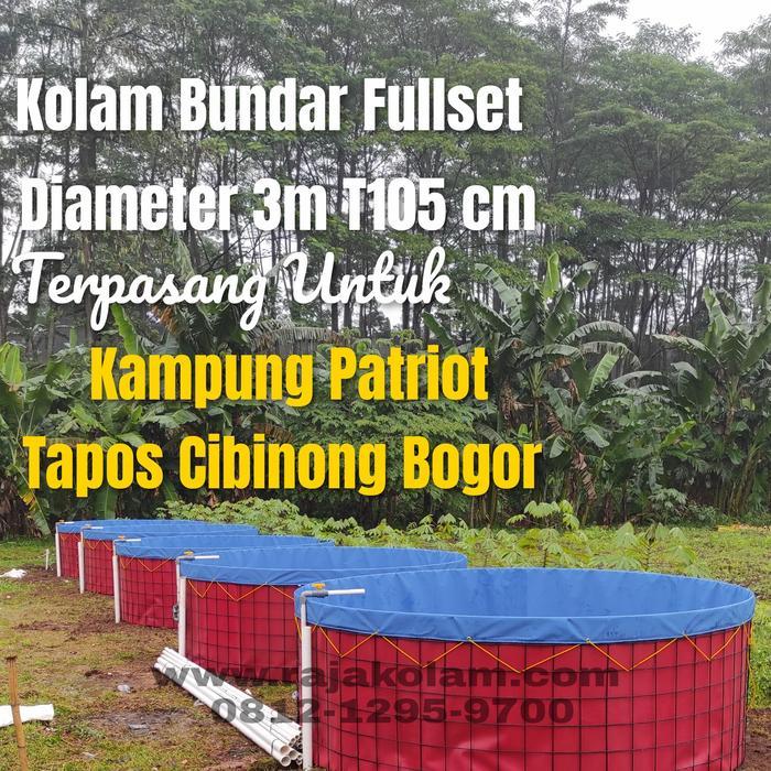 Kolam Terpal Bundar Fullset Diameter 3m Tinggi 105cm untuk Ikan Ternak