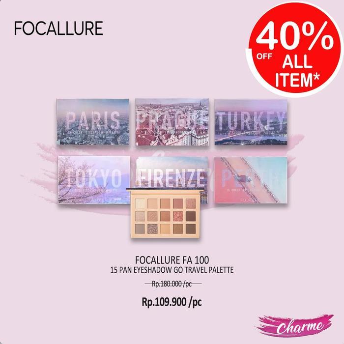 TERLARIS (READY & ORI) Focallure Eyeshadow Pallete GO TRAVEL 15 Colors PARIS TURKEY PRAGUE PERTH