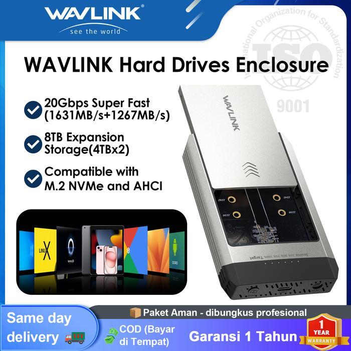 TERLARIS WAVLINK Hard Drives Enclosure, M.2 SSD Dual-Bay Duplicator, Compatible with NVMe and AHCI,