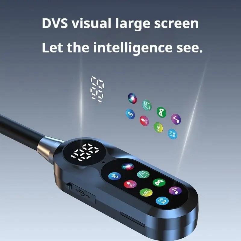 HD Screen Bluetooth 5.4 Headphones Neckband Earphones TWS Wireless Headsets HiFi Stereo Waterproof