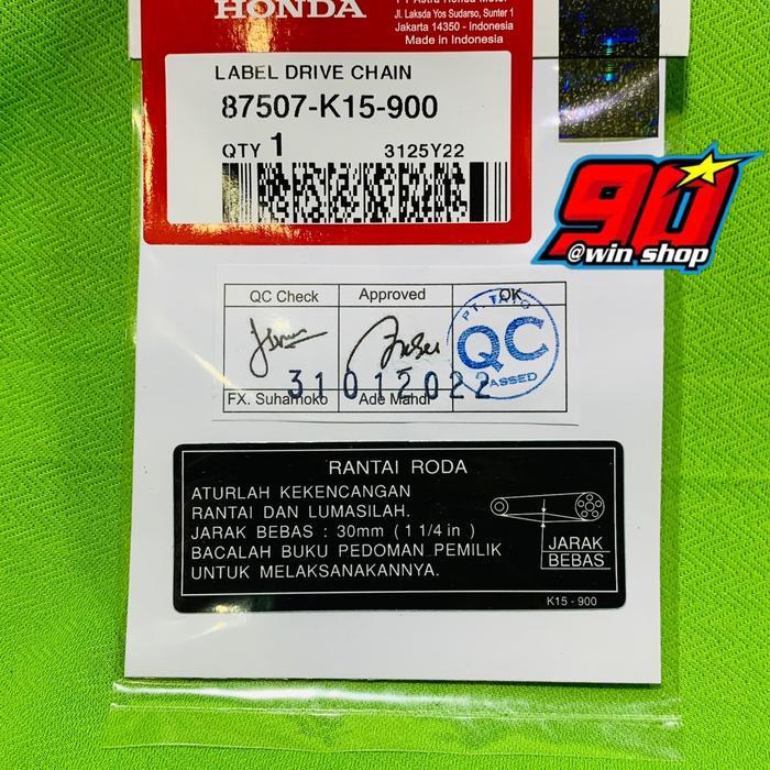 Label Sticker Tutup Rantai Motor Honda Astrea Supra Cbr Cb150 Sonic Gtr Verza Populer