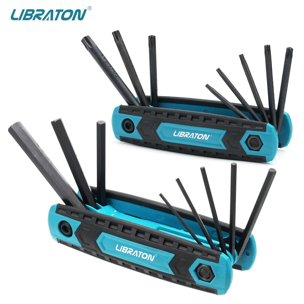 LIBRATON 8 in 1 Folding Allen Wrench Set Metric Allen Key Set Tool Or Folding Tamper Proof Torx Key