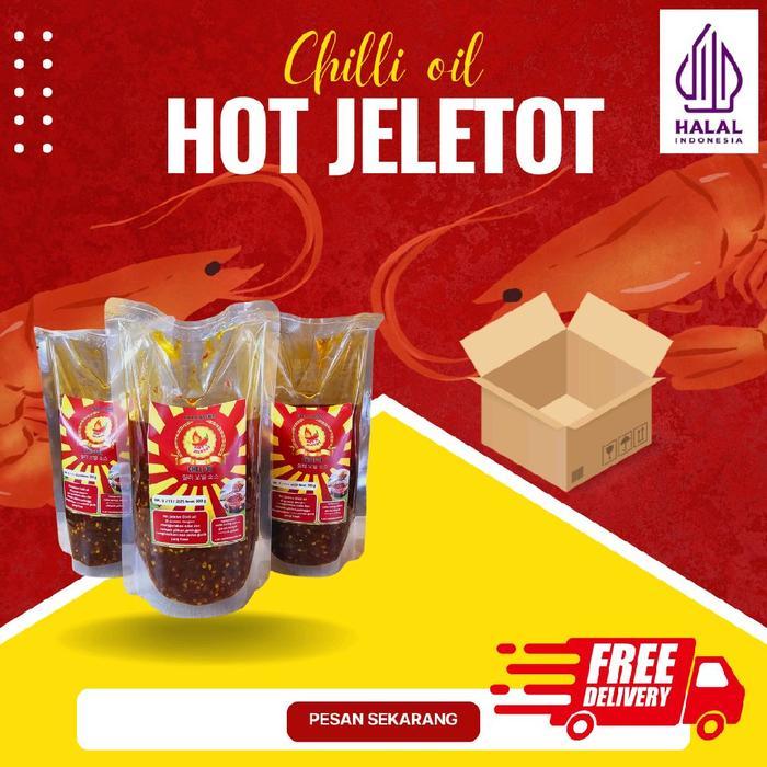 NEW Chilli oil Hot jeletot kemasan 300 gram enak gurih nagih Dimsum Pedas Chili Makanan Saus
