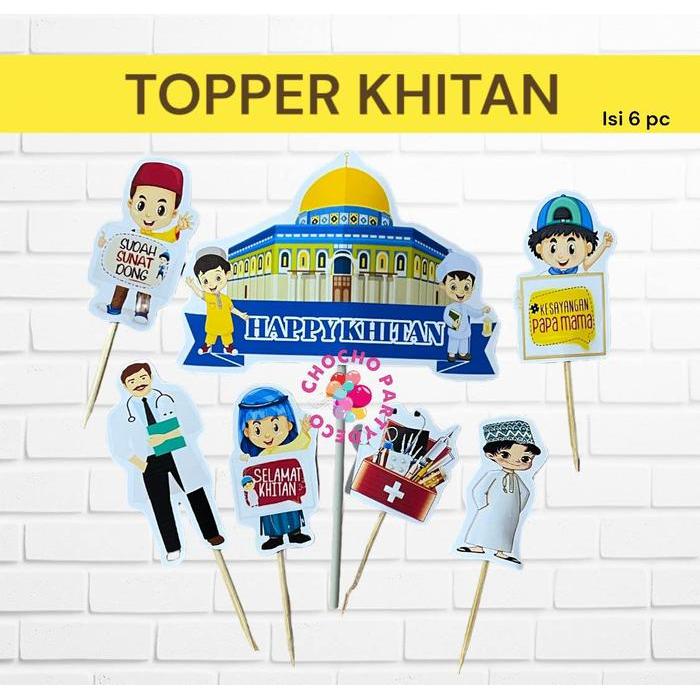 6pc Topper khitanan topper kue kertas khitanan
