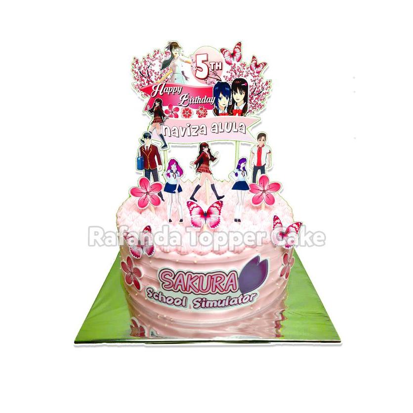 Topper kue ulang tahun sakura school simulator custom nama
