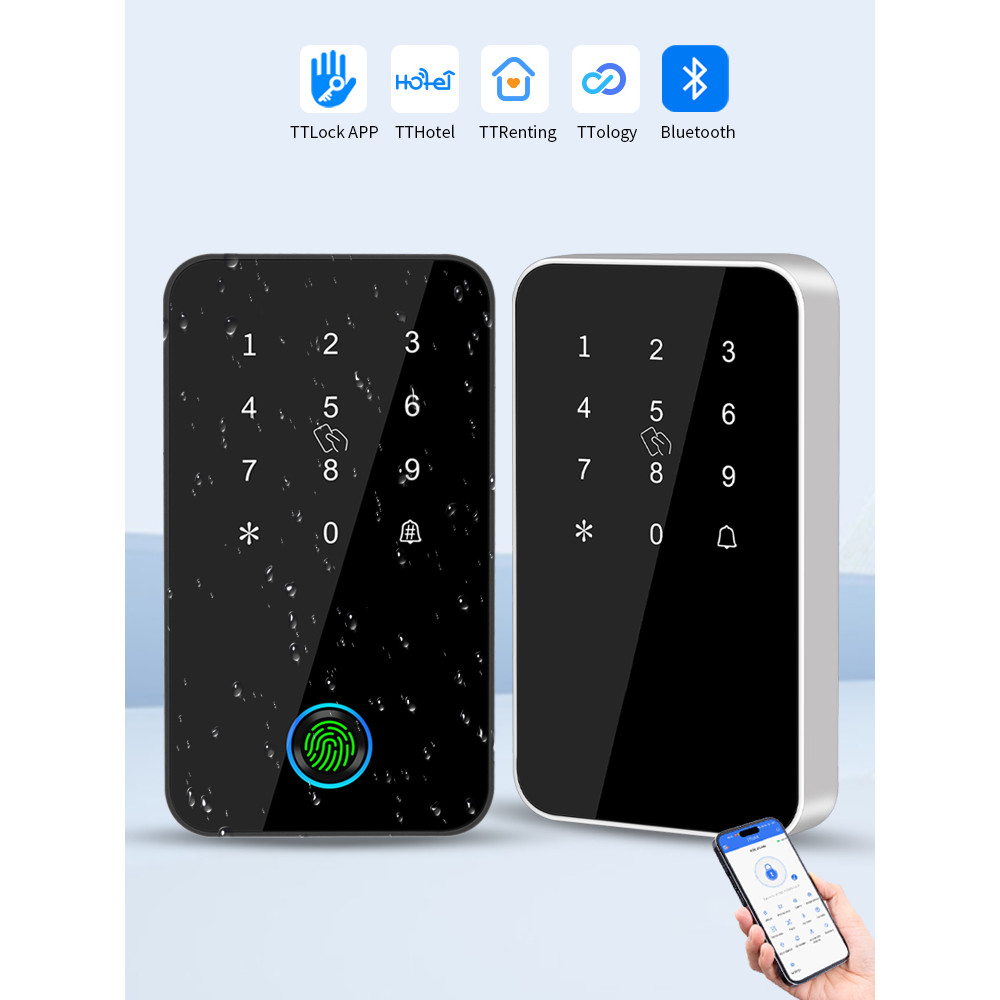 BSTUOKEY IP67 Waterproof Smart Lock: Fingerprint, Passcode, NFC, Bluetooth 13.56MHz, and App Unlock.