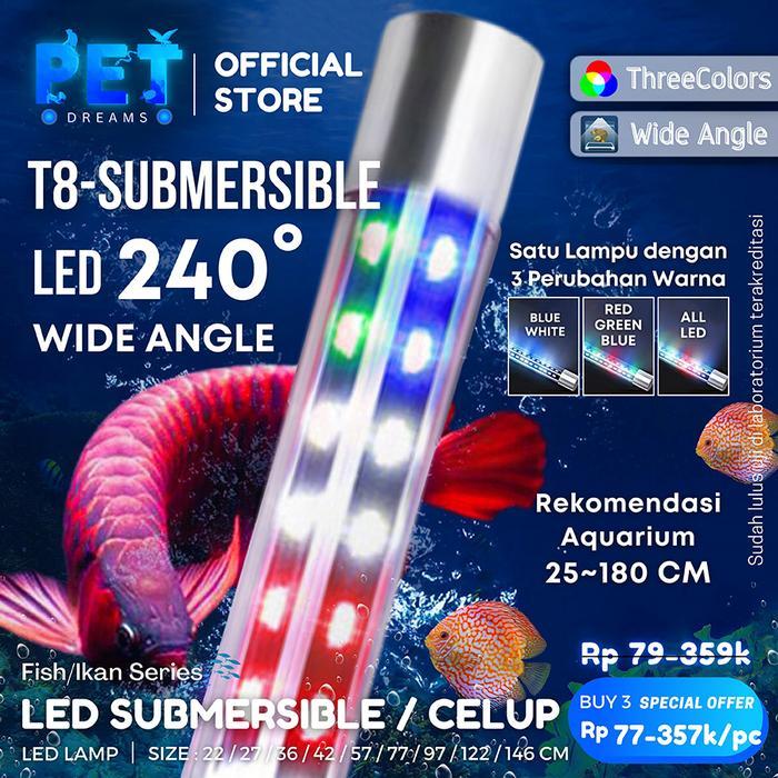 Lampu LED Celup Aqaurium RGB 3 Mode Akuarium Submersible Lamp Aquascpae