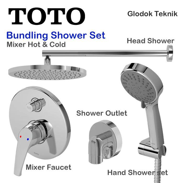 Terlaris Toto Shower Mixer Panas Dingin Complete Set Kran Tanam Diverter - Wall Shower - Hand Shower