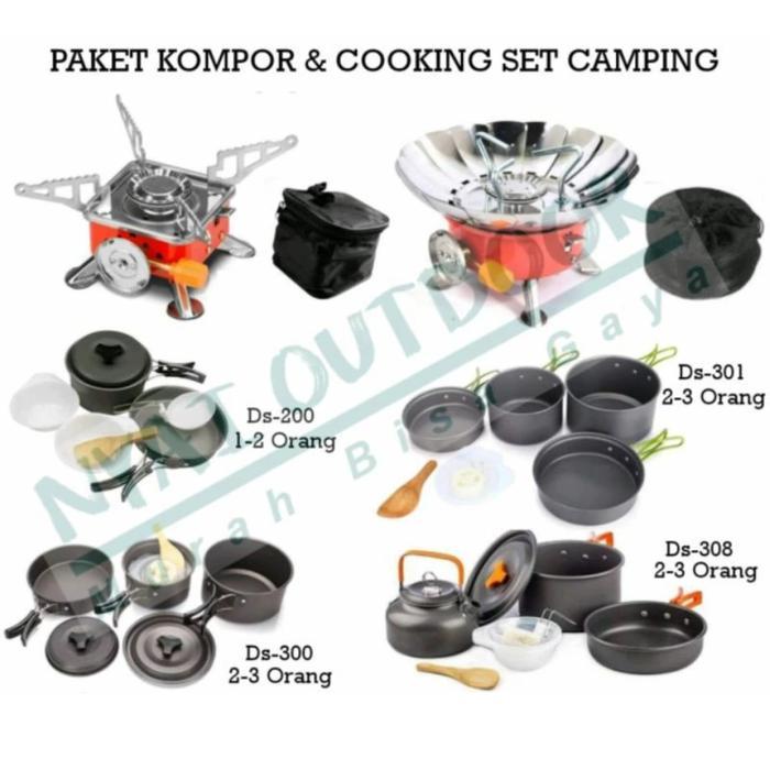 paket kompor cooking set camping outdoor hiking survival alat masak