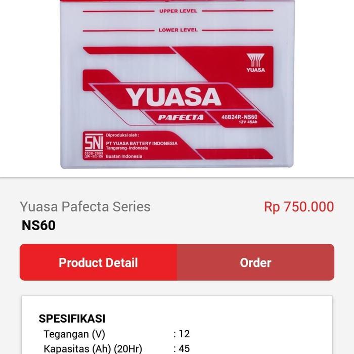Aki Accu Yuasa Ns60 12V 45Ah Quality