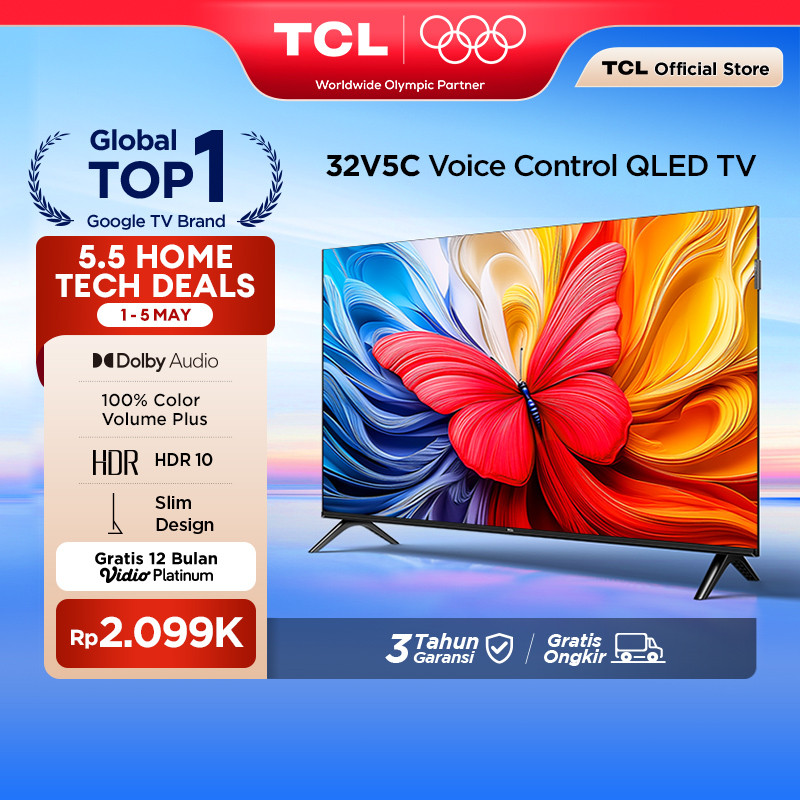 TCL Ultimate QLED FHD TV 32 inch V5C - HDR 10 - Dolby Audio - Google Play/Netflix/Youtube/Disney+Hot