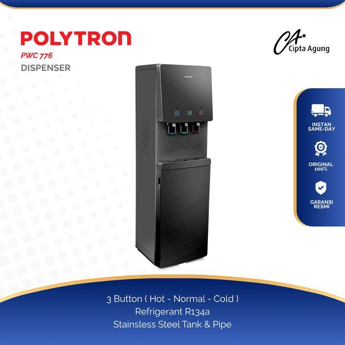 DISPENSER GALON BAWAH POLYTRON HYDRA PWC-776 PWC776 PWC 776 HITAM KOMPRESOR POLYTRON GALON BAWAH BOT