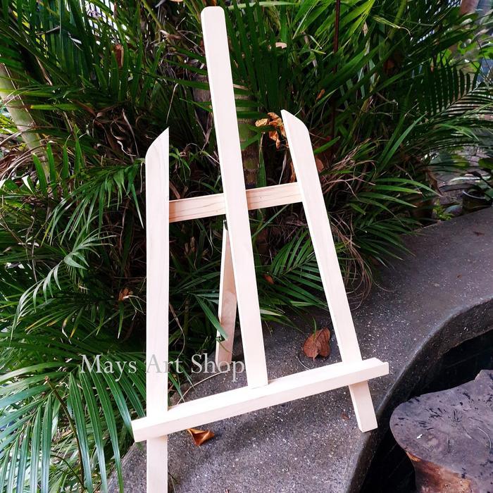 Terlaris Easel Kayu Kanvas Lukis Sedang 65 cm dan 50cm Stand Penyangga / Standing Bingkai Canvas