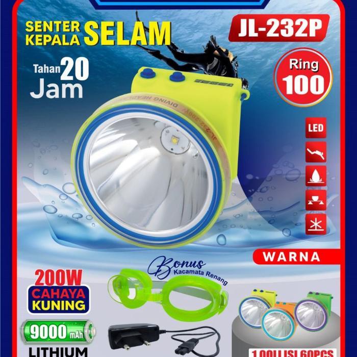 JINLONG JL-232 Senter Kepala Selam 300 watt/Headlamp Diving Super Teran