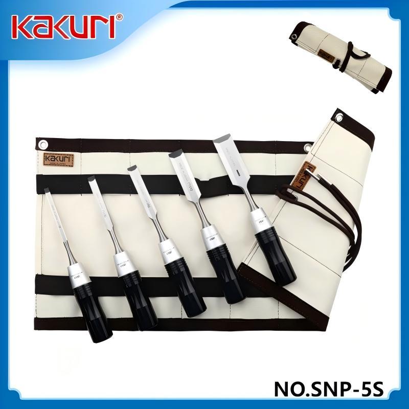 Japan KAKURI SNP-5S 5PCS Wood Carving Chisel Set with Woven Bag Carpenter DIY Woodworking Hand Tool