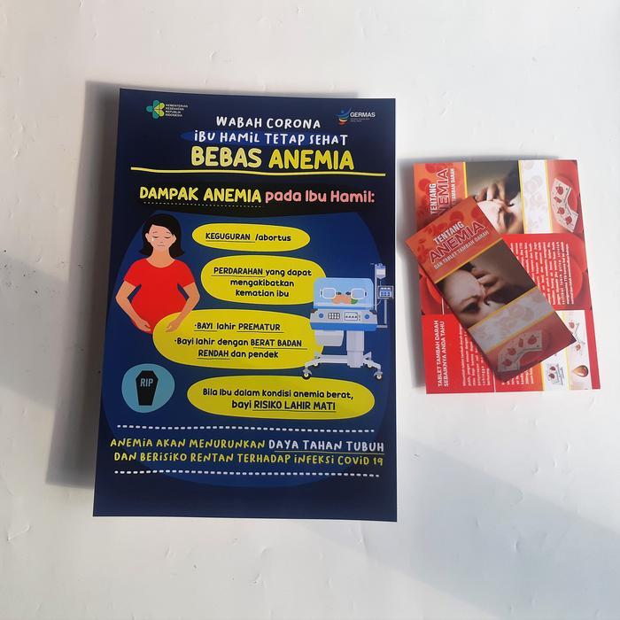 Poster Kesehatan - Poster Anemia Ibu Hamil 4 - Bonus Leaflet Anemia