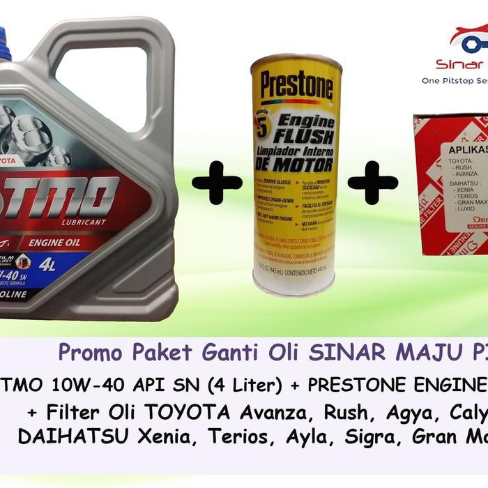 Paket Ganti Oli TOYOTA AVANZA - TMO 10W-40 + Filter Oli + Engine Flush
